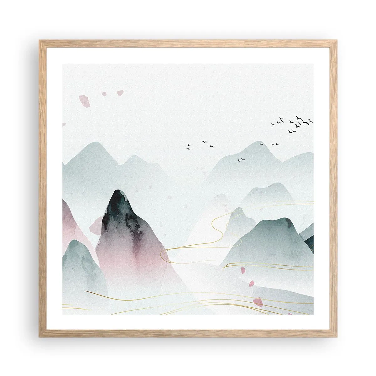 Poster in cornice rovere chiaro - Oltre le cime - 60x60 cm