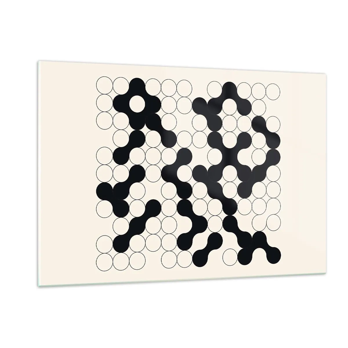 Quadro su vetro - Un mosaico grafico in bianco e nero composto da punti collegati. - 120x80cm - Gioco cinese: variazione - Decorazione murale moderna per soggiorno e camera da letto ARTTOR