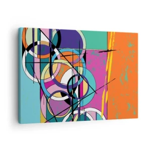 Quadro su tela - Stampe su Tela - Astrazione colorata con cerchi geometrici - 70x50cm - Un cerchio dietro l'altro - Decorazione murale moderna per soggiorno e camera da letto ARTTOR