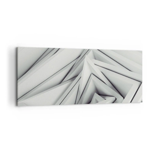 Quadro su tela - Stampe su Tela - Una composizione astratta di forme geometriche nelle tonalità del grigio. - 120x50cm - Germogli spigolosi - Decorazione murale moderna per soggiorno e camera da letto ARTTOR