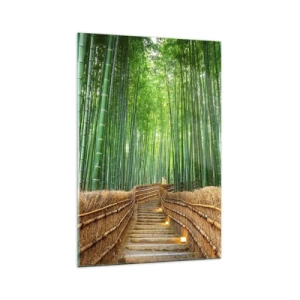 Quadro su vetro - Un sentiero in una fitta foresta di bambù - 70x100cm - Essenza della natura asiatica - Decorazione murale moderna per soggiorno e camera da letto ARTTOR