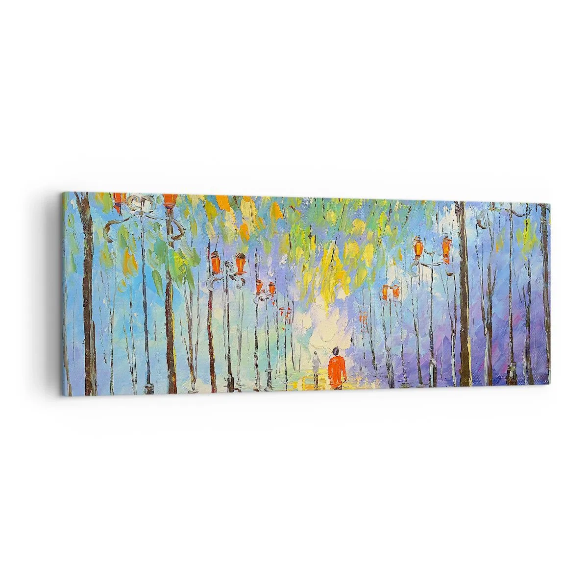 Quadro su tela - Stampe su Tela - Una pittoresca passeggiata tra le lanterne in una notte piovosa - 140x50cm - Canzone notturna sotto la pioggia - Decorazione murale moderna per soggiorno e camera da letto ARTTOR