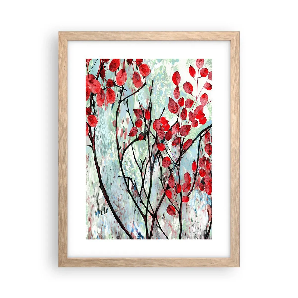 Poster in cornice rovere chiaro - Albero in scarlatto - 30x40 cm