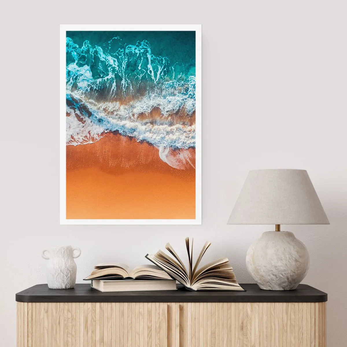 Poster - Vista aerea delle onde dell'oceano e della spiaggia - 50x70cm - Sempre in coppia - Decorazione murale moderna per soggiorno e camera da letto ARTTOR