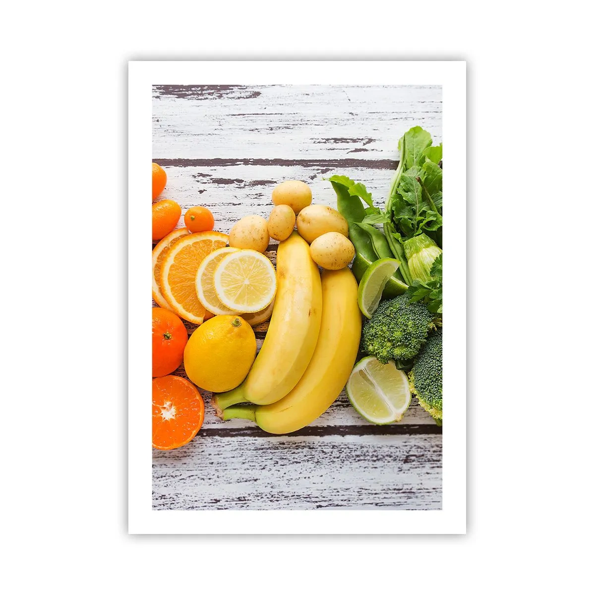 Poster - Frutta e verdura su uno sfondo rustico - 50x70cm - Non basta? - Decorazione murale moderna per soggiorno e camera da letto ARTTOR