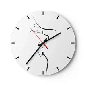 Orologio da parete - Orologio in Vetro - Profilo minimalista di un corpo femminile su uno sfondo bianco - 30x30cm - Inafferrabile come un'onda - Decorazione murale moderna per soggiorno, cucina e camera da letto ARTTOR