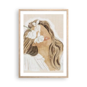 Poster in cornice rovere chiaro - In estasi tra i fiori - 50x70 cm