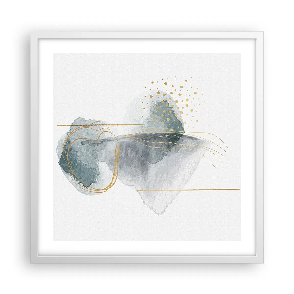 Poster in cornice bianca - Sui legami del grigio e dell'oro - 50x50 cm