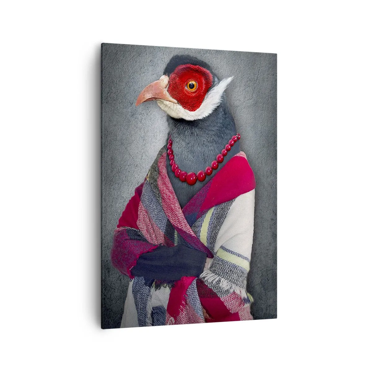 Quadro su tela - Stampe su Tela - Ritratti stilizzati di un lupo, un fagiano e un leone in abiti eleganti - 70x100cm - Che faccio io qui? - Decorazione murale moderna per soggiorno e camera da letto ARTTOR