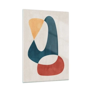 Quadro su vetro - Astrazione minimalista nei toni del rosso e del blu navy - 50x70cm - Influenze e metamorfosi - Decorazione murale moderna per soggiorno e camera da letto ARTTOR