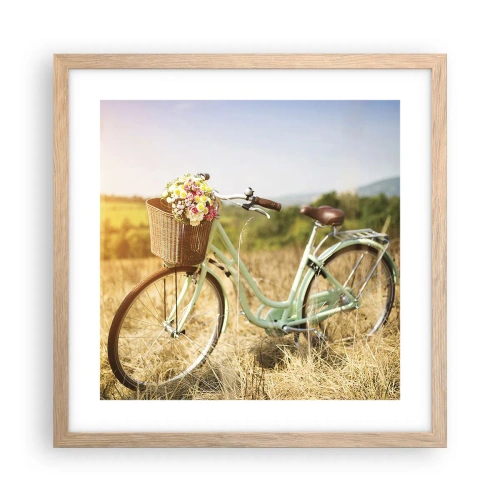 Poster in cornice rovere chiaro - Resto qui un attimo - 40x40 cm