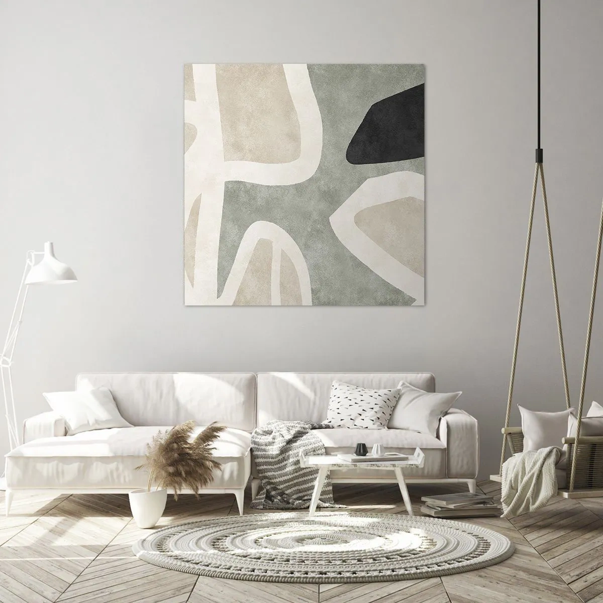 Quadro su tela - Stampe su Tela - Composizione con motivi in nero - 40x40 cm