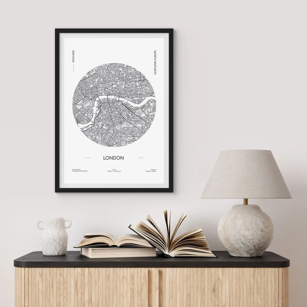 Poster in cornice nera - Anatomia di Londra - 70x100 cm