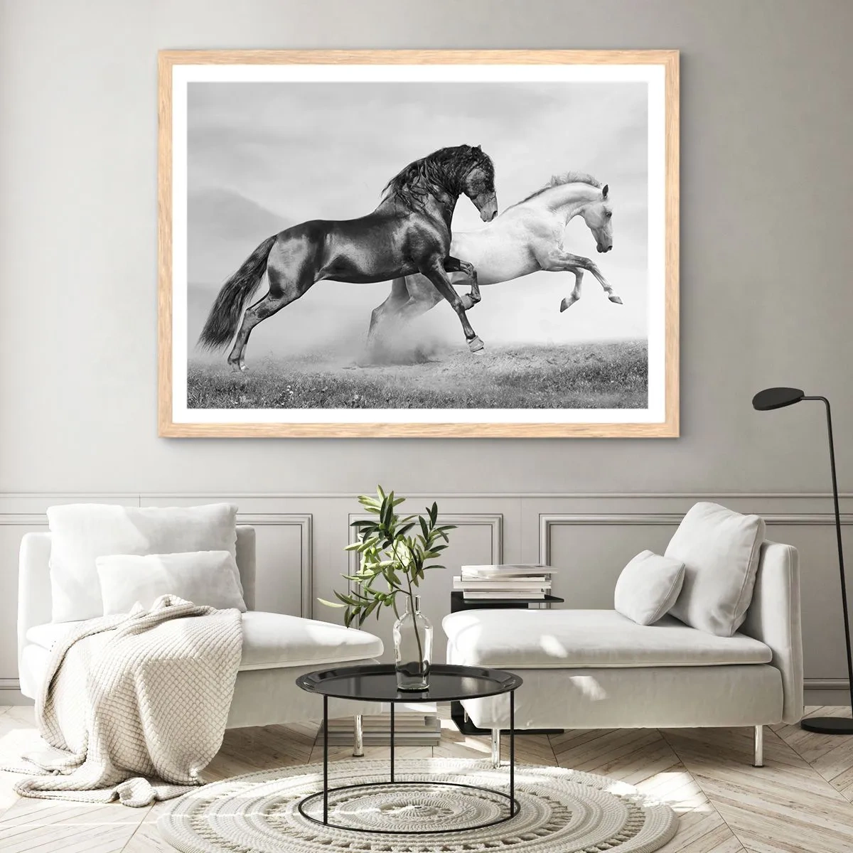 Poster in cornice rovere chiaro - Angeli e demoni - 100x70 cm