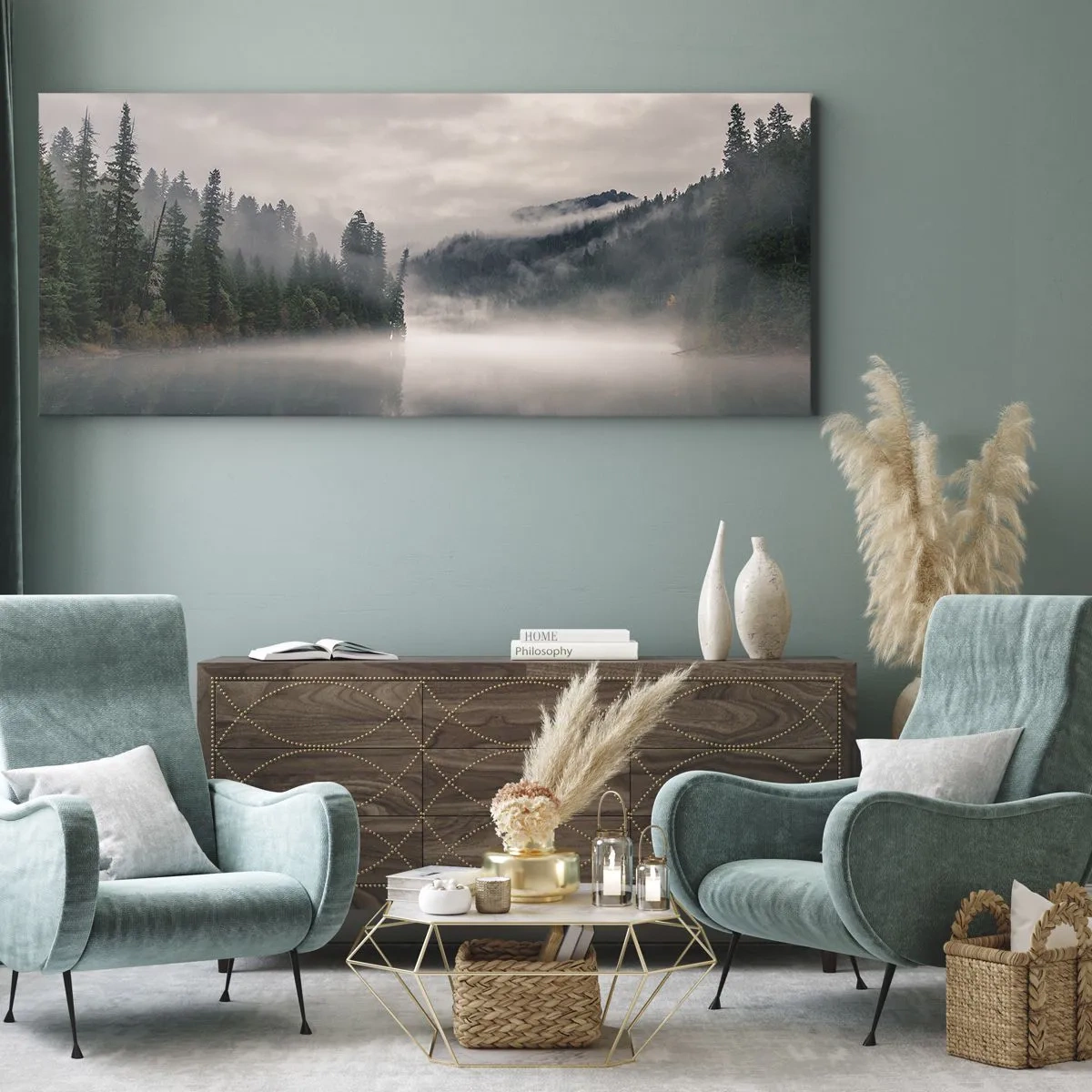Quadro su tela - Stampe su Tela - Riflettendo nella nebbia - 100x40 cm
