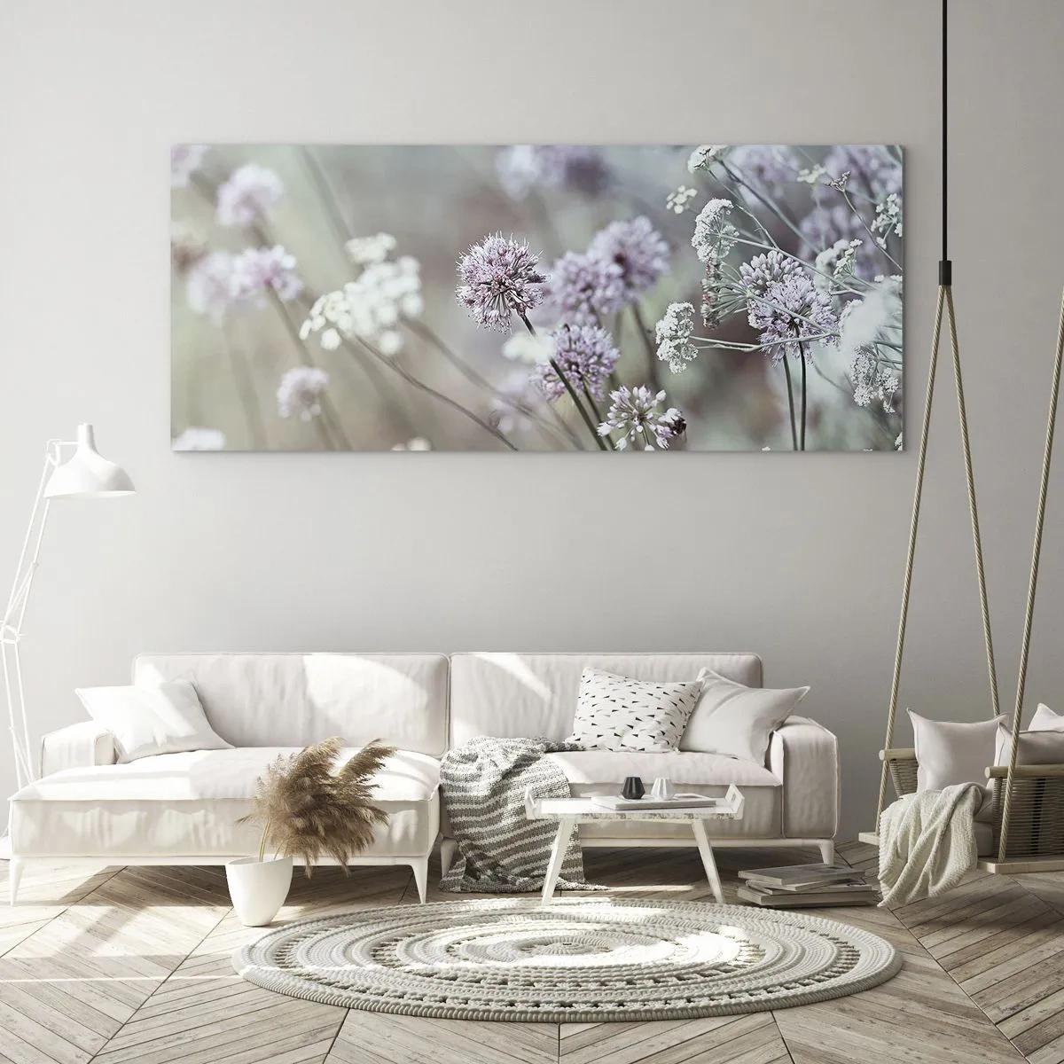 Quadro su vetro - Le dolci filigrane delle erbe - 100x40 cm