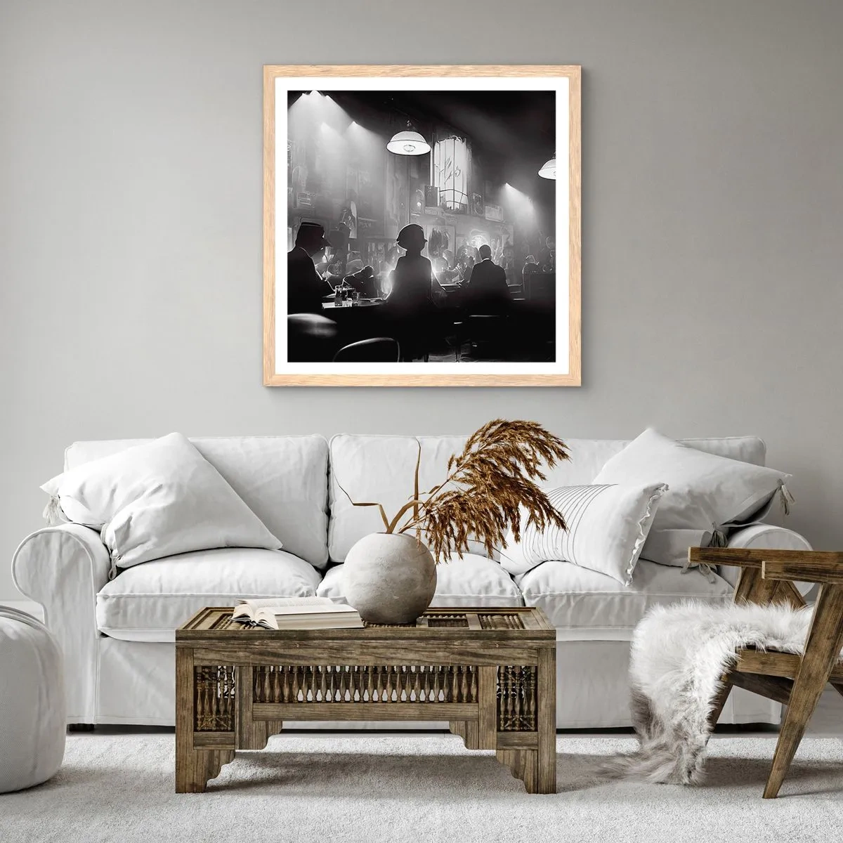 Poster in cornice rovere chiaro - Nell'atmosfera jazz - 50x50 cm