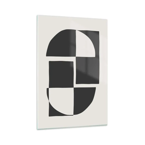 Quadro su vetro - Forme geometriche astratte in bianco e nero - 80x120cm - Antitesi - sintesi - Decorazione murale moderna per soggiorno e camera da letto ARTTOR