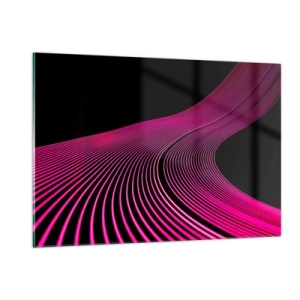 Quadro su vetro - Linee luminose rosa su sfondo nero - 120x80cm - Il viale della luce - Decorazione murale moderna per soggiorno e camera da letto ARTTOR