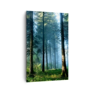 Quadro su tela - Stampe su Tela - Un sentiero nel bosco illuminato dai raggi del sole mattutino - 80x120cm - Raggiante all'alba - Decorazione murale moderna per soggiorno e camera da letto ARTTOR