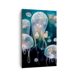 Quadro su tela - Stampe su Tela - Delicate meduse nel mondo sottomarino - 80x120cm - Danza sottomarina - Decorazione murale moderna per soggiorno e camera da letto ARTTOR