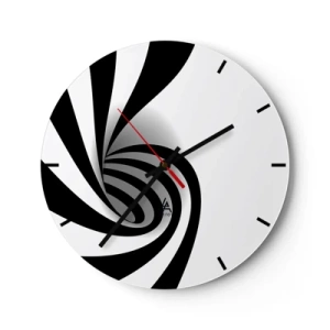 Orologio da parete - Orologio in Vetro - Vortice bianco e nero in stile minimalista - 30x30cm - Eppur si muove - Decorazione murale moderna per soggiorno, cucina e camera da letto ARTTOR