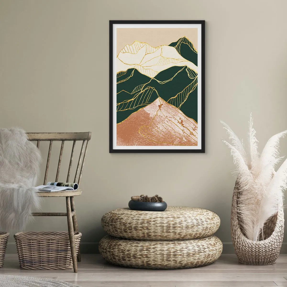 Poster in cornice nera - Cime d'oro - 30x40 cm