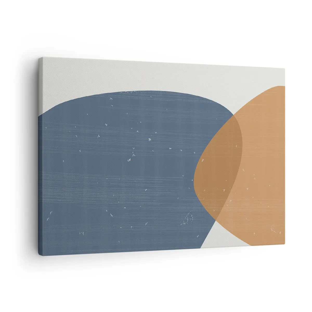 Quadro su tela - Stampe su Tela - Una composizione geometrica minimalista nei toni del blu e dell'arancione. - 70x50cm - Ovali e influenze - Decorazione murale moderna per soggiorno e camera da letto ARTTOR