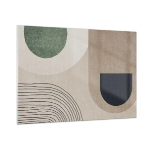 Quadro su vetro - Figure geometriche astratte in colori tenui - 100x70cm - La mitezza dell'ovale - Decorazione murale moderna per soggiorno e camera da letto ARTTOR