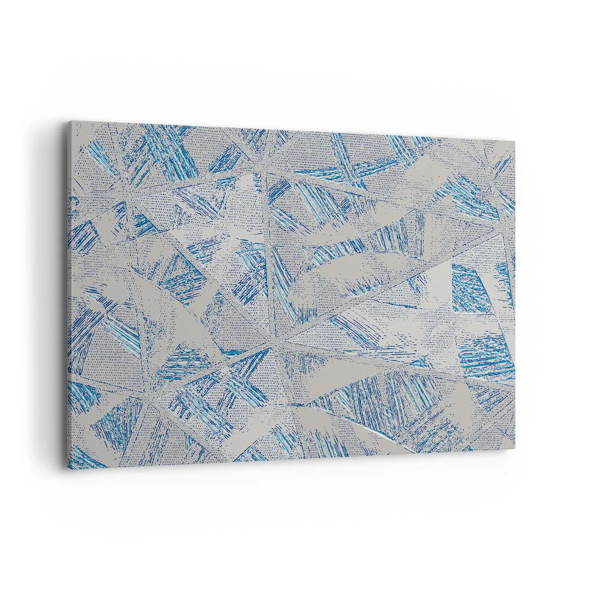 Quadro su tela - Stampe su Tela - Motivi geometrici nelle tonalità del blu e del grigio - 120x80cm - Nel labirinto grigioblu - Decorazione murale moderna per soggiorno e camera da letto ARTTOR