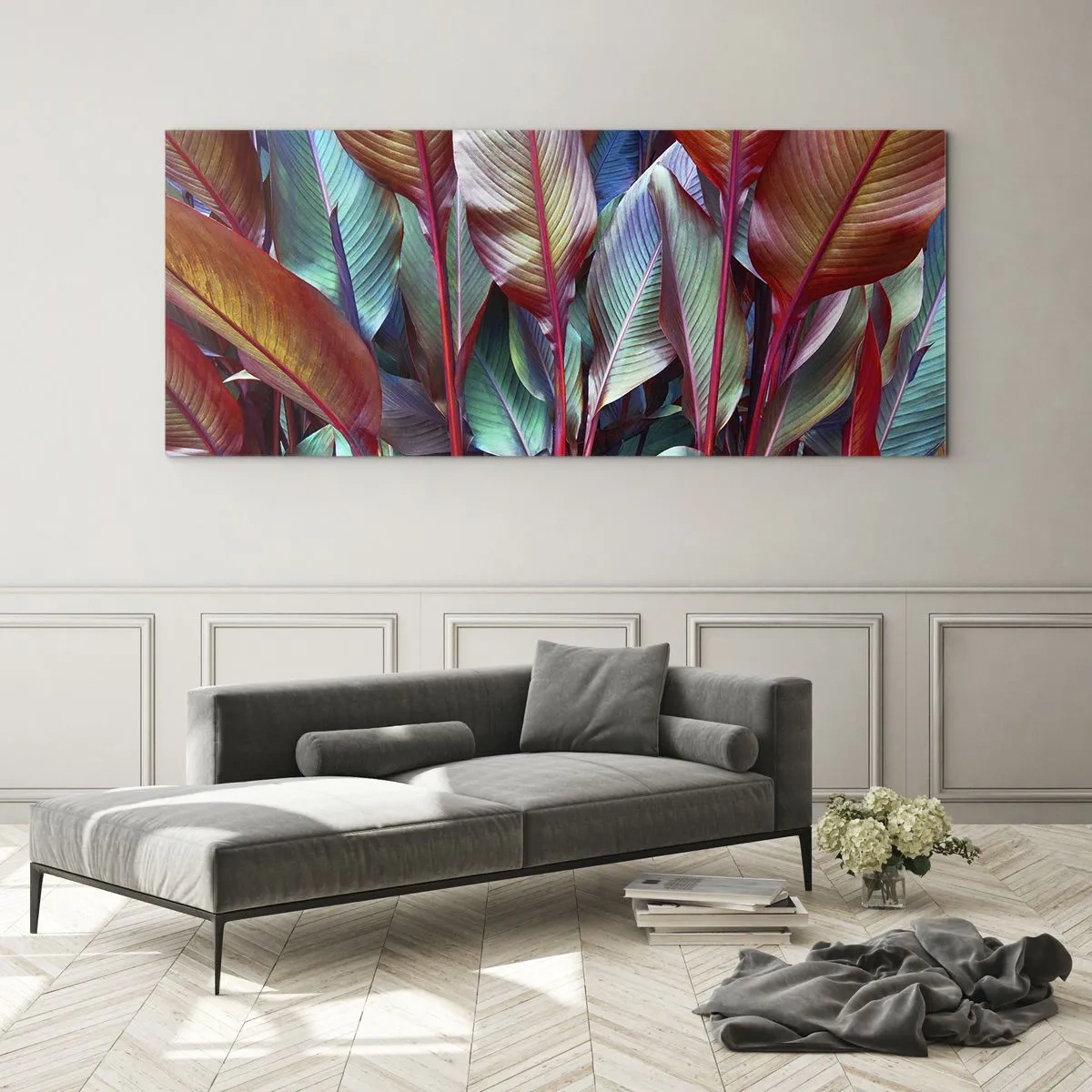 Quadro su vetro - Selva colorata - 100x40 cm