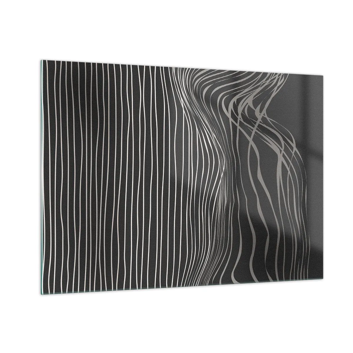 Quadro su vetro - Linee delicate in una disposizione astratta su uno sfondo scuro - 100x70cm - Ritmo e accento - Decorazione murale moderna per soggiorno e camera da letto ARTTOR