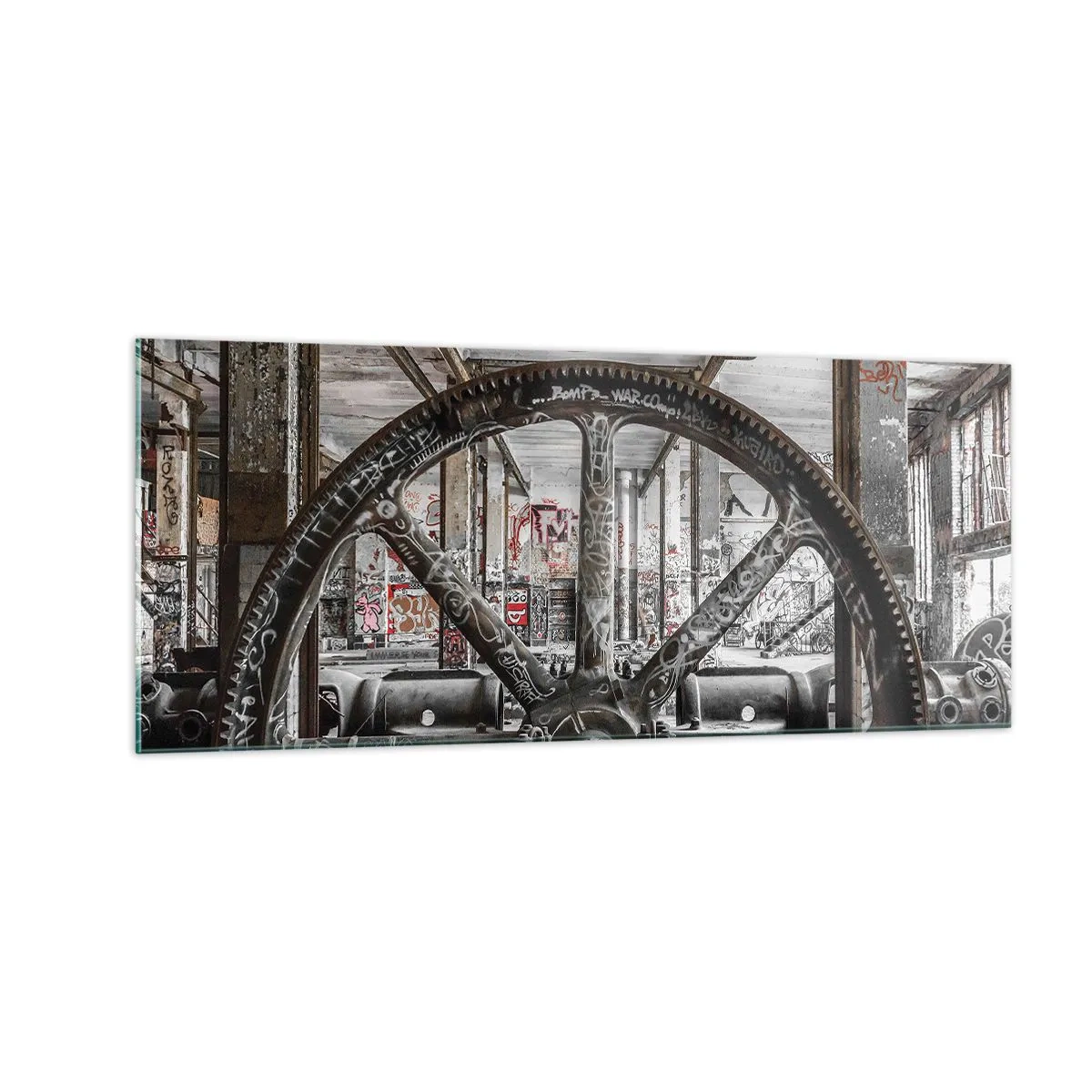 Quadro su vetro - La vita segreta della fabbrica - 100x40 cm