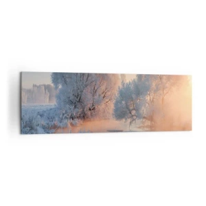Quadro su tela - Stampe su Tela - Paesaggio invernale con alberi innevati e tramonto - 160x50cm - Tutto brilla al sole nel cristallo - Decorazione murale moderna per soggiorno e camera da letto ARTTOR