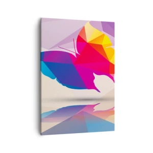 Quadro su tela - Stampe su Tela - Silhouette geometrica di farfalla in colori vivaci - 50x70cm - La farfalla arcobaleno - Decorazione murale moderna per soggiorno e camera da letto ARTTOR