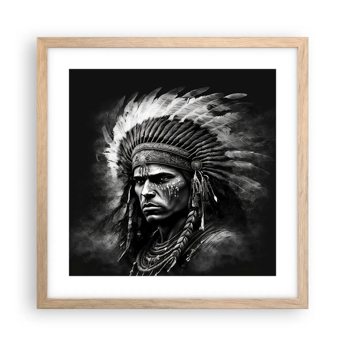 Poster in cornice rovere chiaro - Capo e guerriero - 40x40 cm