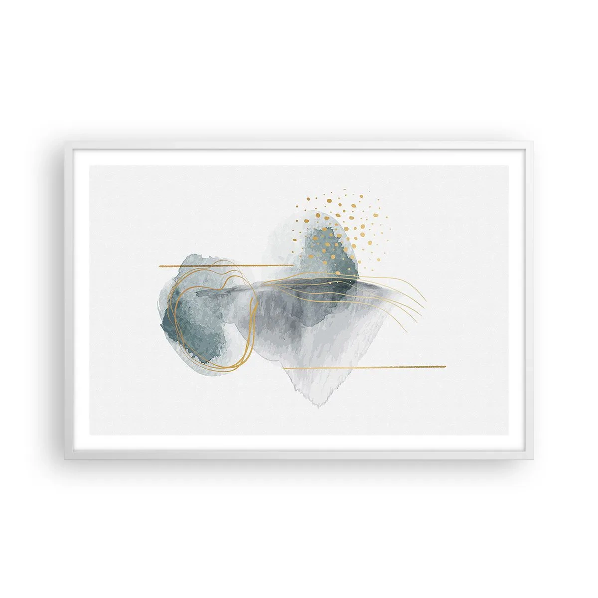 Poster in cornice bianca - Sui legami del grigio e dell'oro - 91x61 cm