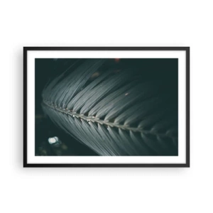 Poster in cornice nera - Primo piano di un dettaglio di una foglia di palma dai toni scuri - 70x50cm - La precisione della natura - Decorazione murale moderna per soggiorno e camera da letto ARTTOR