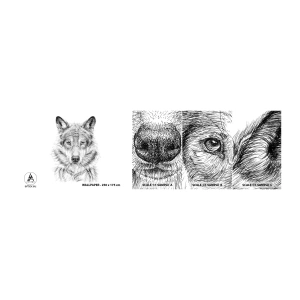 Campione di Fotomurale Adesivo Deluxe Sticker - Condottiero nato - Lupo, Schizzo, scandinavo - 100x30 cm