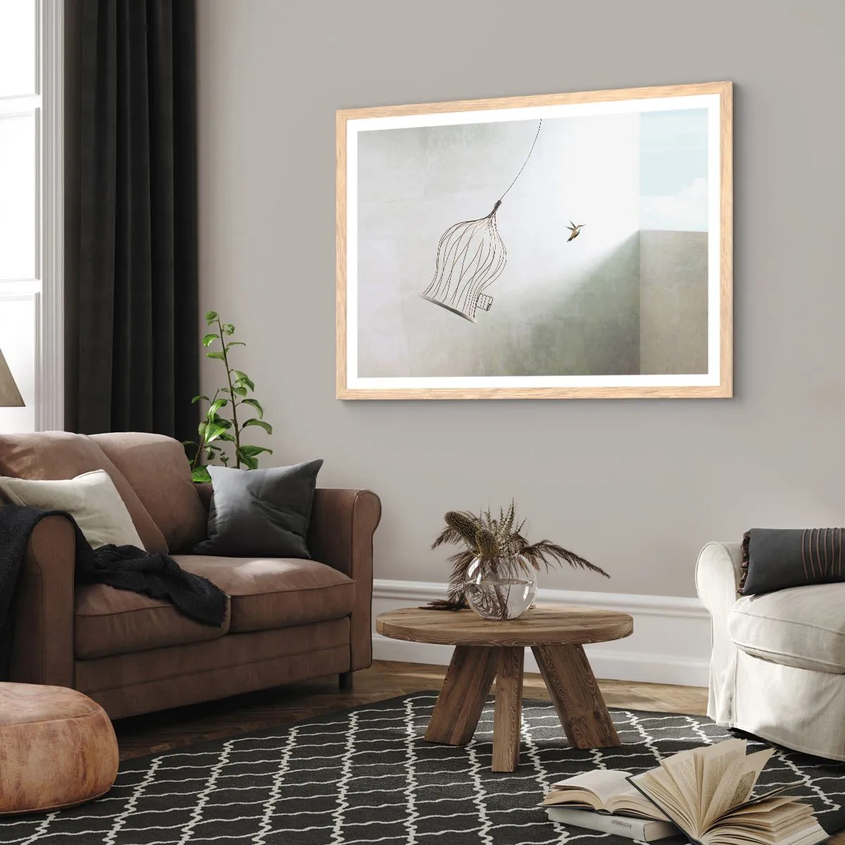 Poster in cornice rovere chiaro - Nel proprio elemento - 91x61 cm