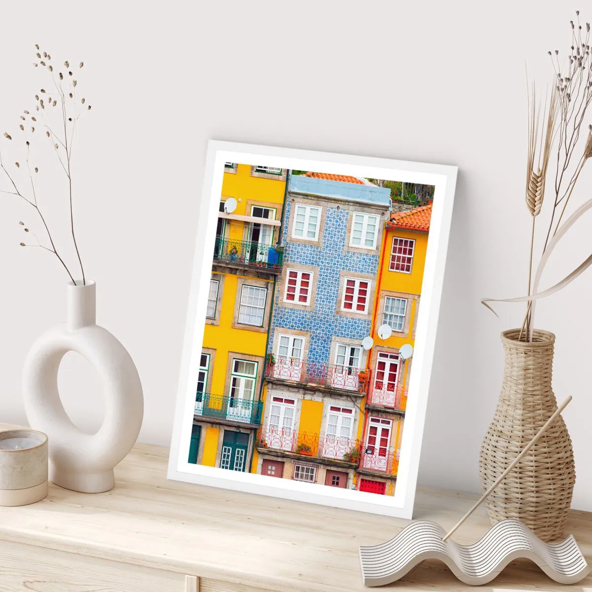 Poster in cornice bianca - I colori della città vecchia - 70x100 cm