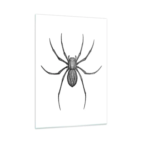 Quadro su vetro - Illustrazione in stile retrò di un ragno nero su sfondo bianco - 50x70cm - Precisione inquietante - Decorazione murale moderna per soggiorno e camera da letto ARTTOR