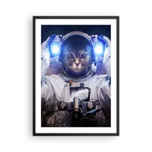 Poster in cornice nera - Gatto astronauta in tuta spaziale completa - 50x70cm - Houston, avete un problema - Decorazione murale moderna per soggiorno e camera da letto ARTTOR