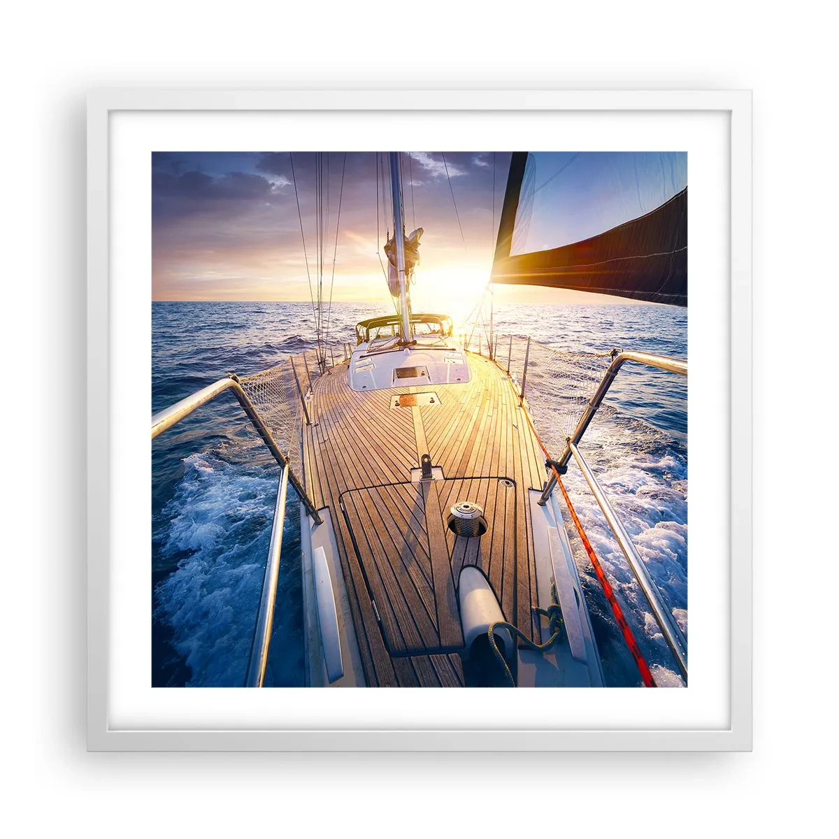 Poster in cornice bianca - Correndo sulle onde - 50x50 cm