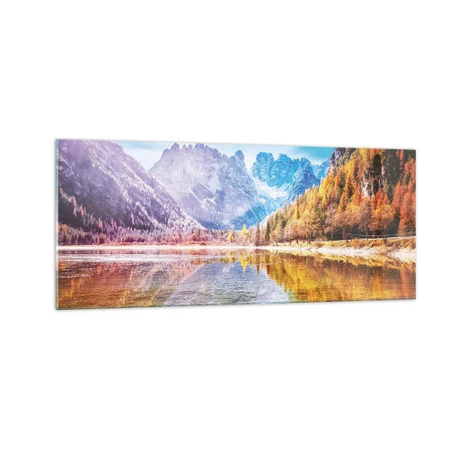 Quadro su vetro - E nei monti è già autunno - 100x40 cm