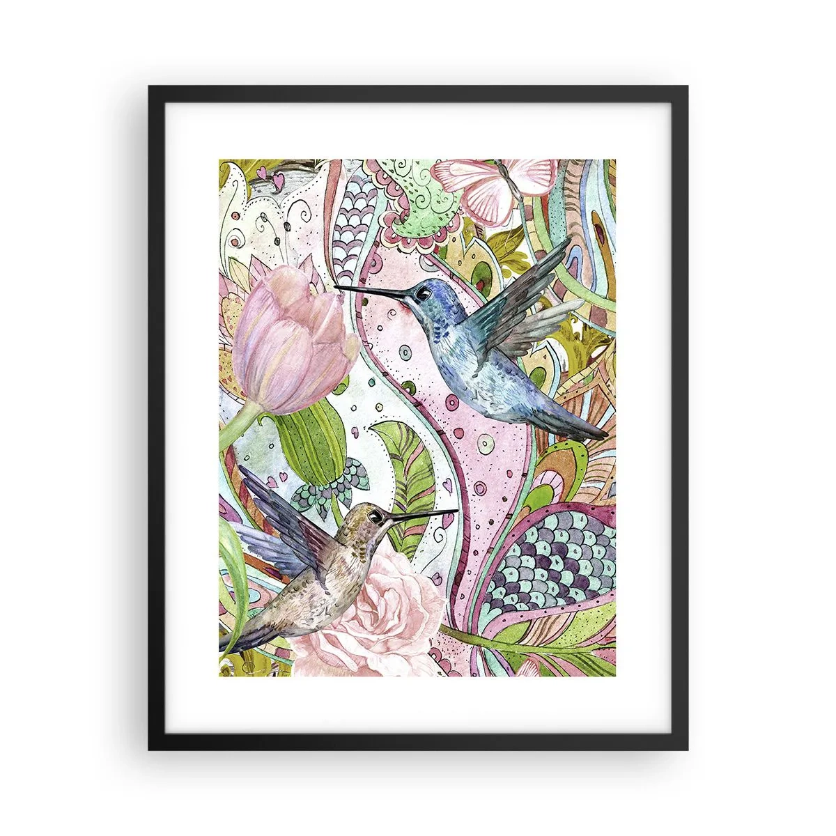 Poster in cornice nera - Intrecciate nei rami - 40x50 cm