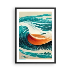 Poster in cornice nera - Un'onda dinamica in colori astratti - 50x70cm - Il sogno del surfista - Decorazione murale moderna per soggiorno e camera da letto ARTTOR