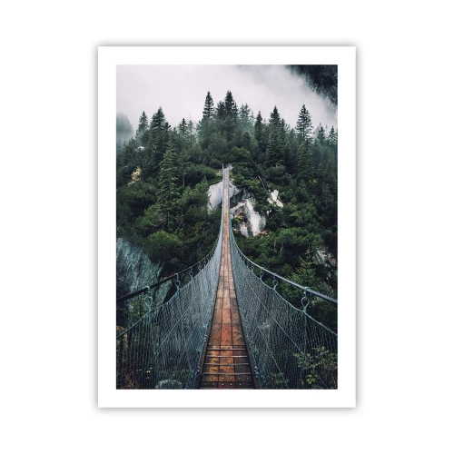Poster - Un ponte sospeso attraverso una foresta fitta e nebbiosa - 50x70cm - Solo per le aquile - Decorazione murale moderna per soggiorno e camera da letto ARTTOR