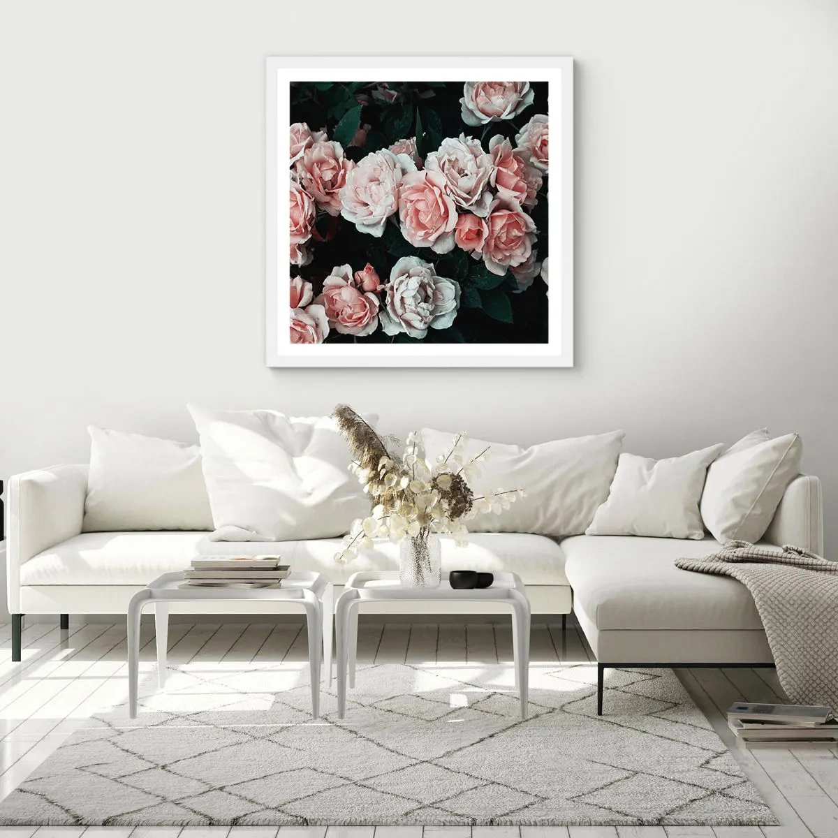 Poster in cornice bianca - Composizione di rose - 50x50 cm
