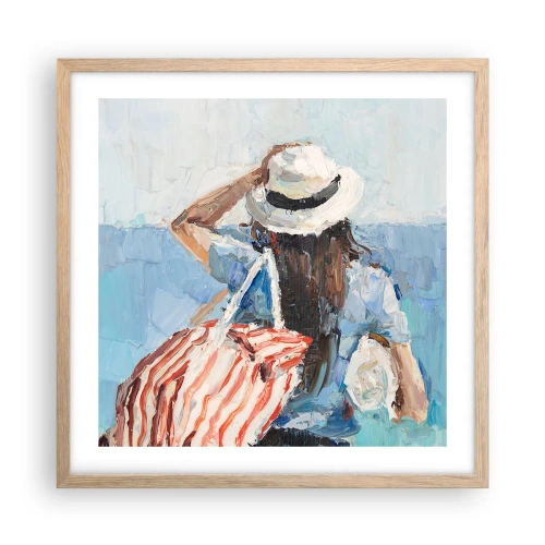 Poster in cornice rovere chiaro - Benvenuti in vacanza - 50x50 cm